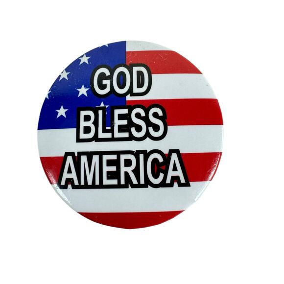 God Bless America United States Round Button Pin Safety Pin Back - Picture 1 of 2